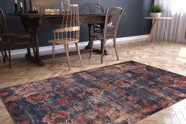 Conceptum Alfombra Dark Blue AL 111 de Poliéster, Suave y Lavable a Máquina, 150 x 230 cm